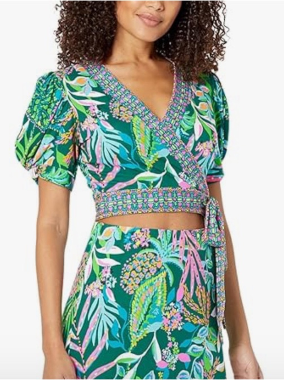 Lilly Pulitzer Sailynn Cropped top jungle printed wrap style tie top